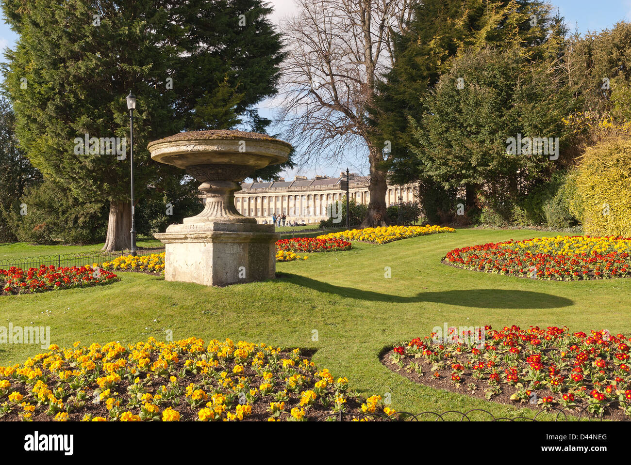Royal Crescent in background with Victoria Park flower garden in