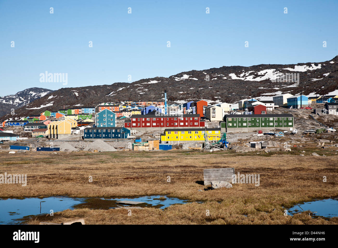 Apartment houses in Ilulissat, Greenland Stock Photo