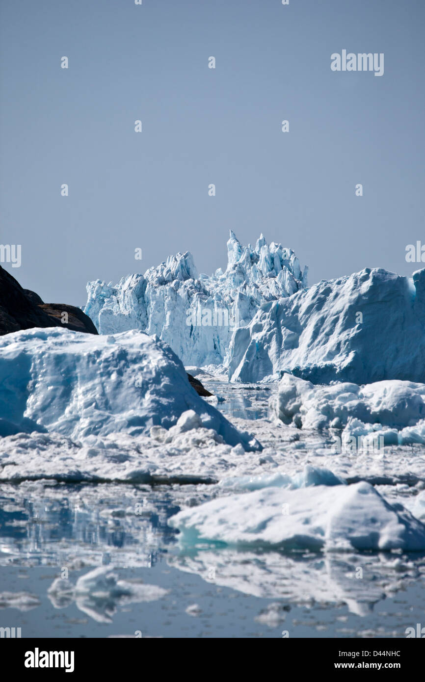 Icebergs in the Ice Fjord in Greenland Stock Photo