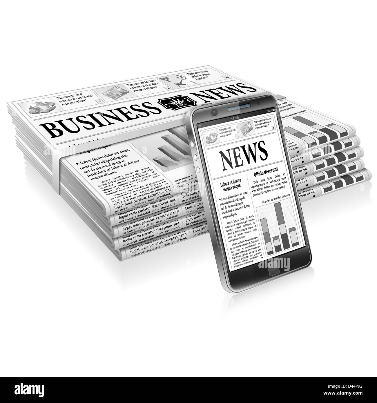 Digital News Concept with Business Newspaper on Screen Smartphone and