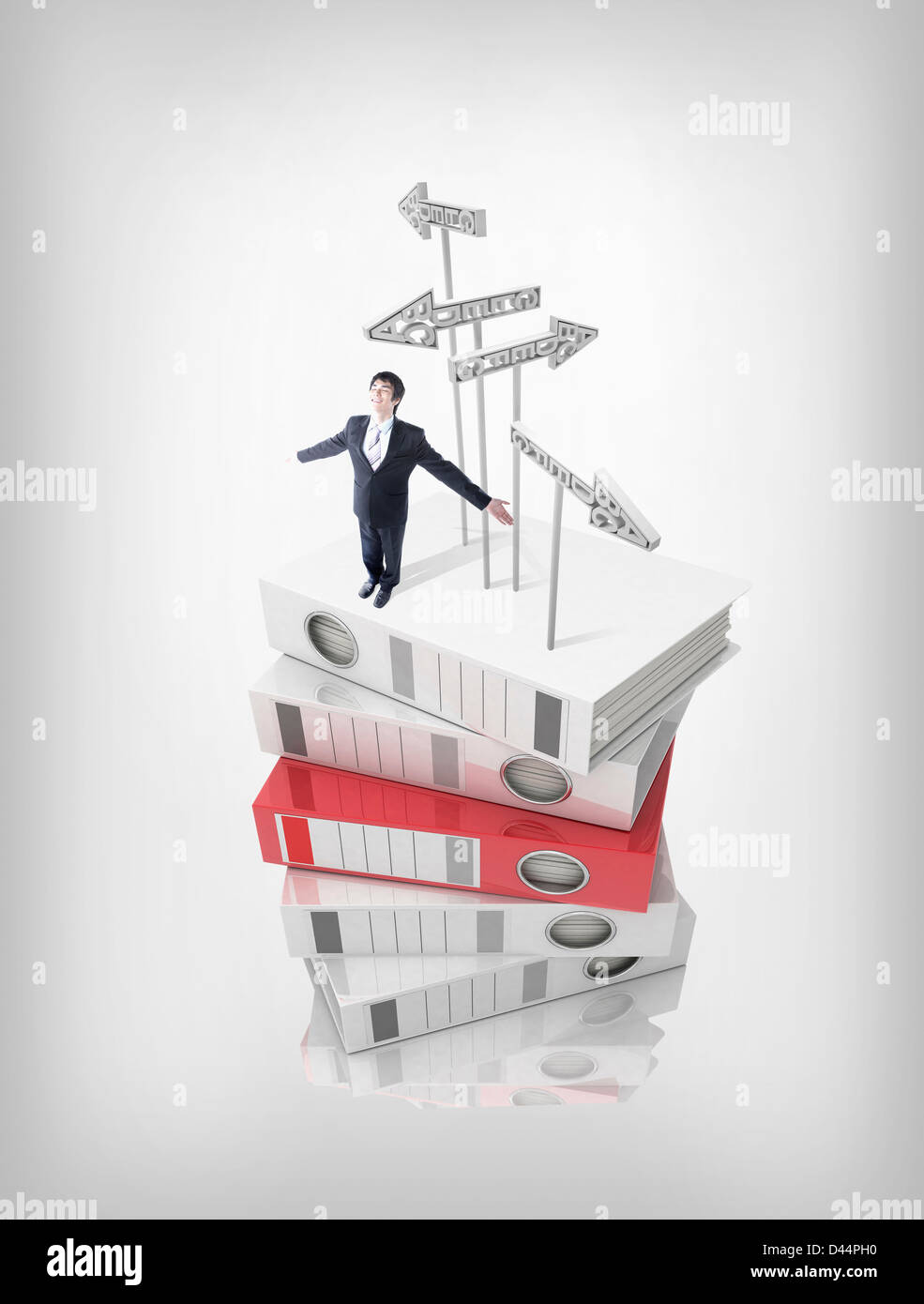 a businessman standing on top of files Stock Photo - Alamy