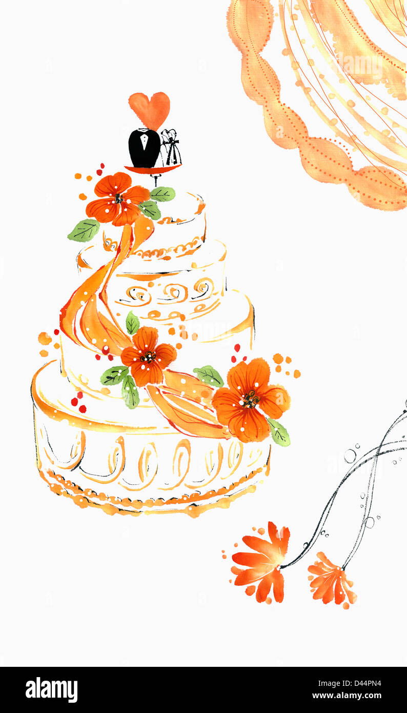 illustration of wedding cake Stock Photo - Alamy