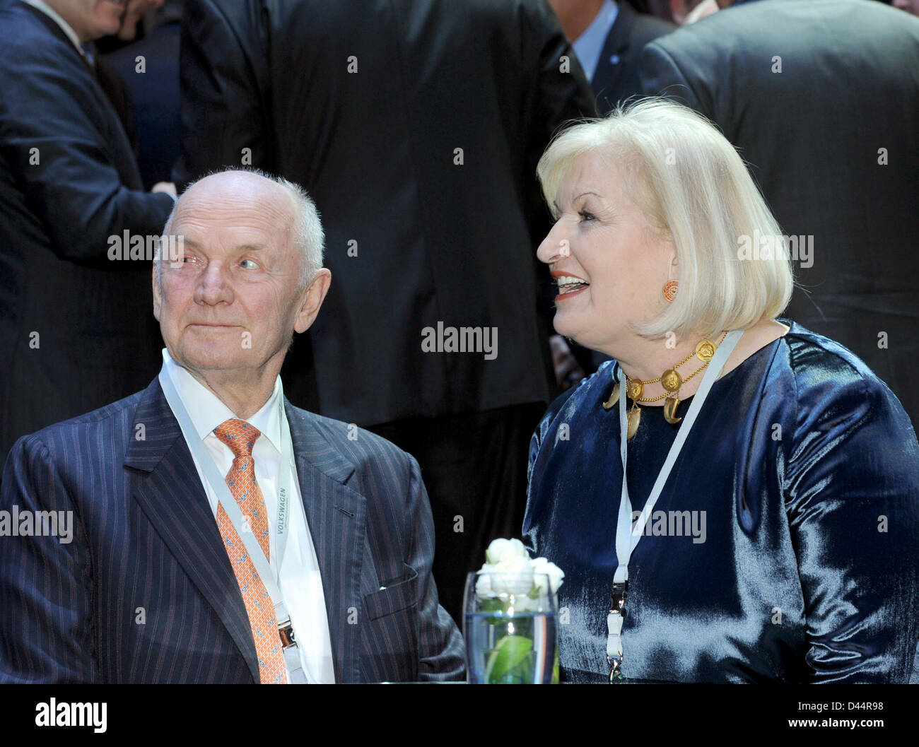 Ferdinand Piech (L), chairman of the supervisory board of Volkswagen, his wife and supervisory board member Ursula Piech attend a motor show hosted by the Volkswagen Group on the evening prior to the first press day of the 83rd International Motor Show Geneva in Geneva, Switzerland, 04 March 2013. Photo: Uli Deck Stock Photo