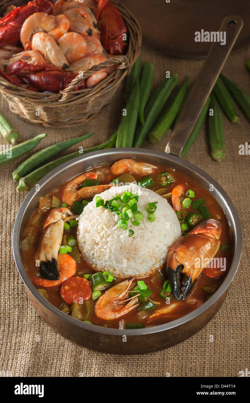 Crab and shrimp gumbo Louisiana Food Stock Photo Alamy
