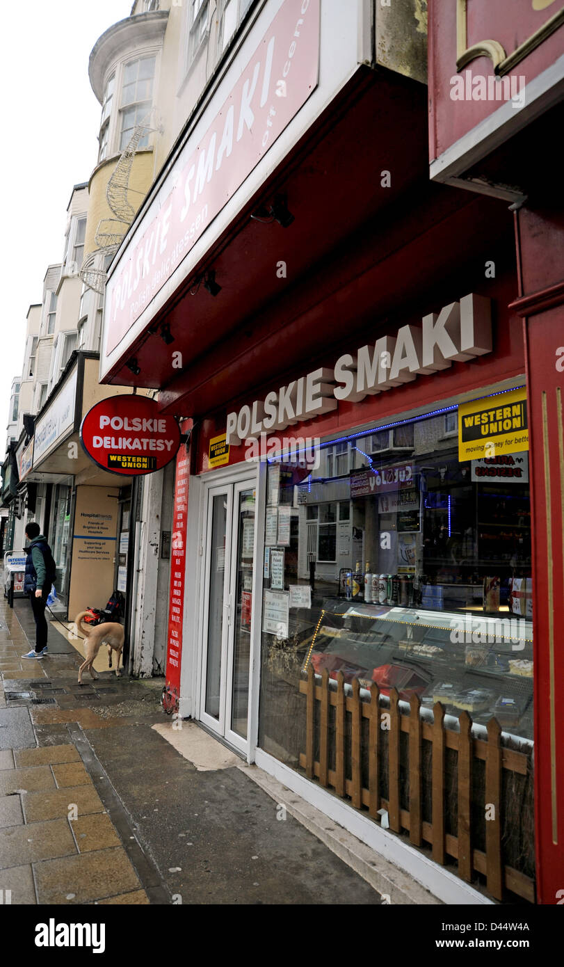 Polskie Smaki shop in St James's Street in Kemp Town Brighton UK Stock Photo