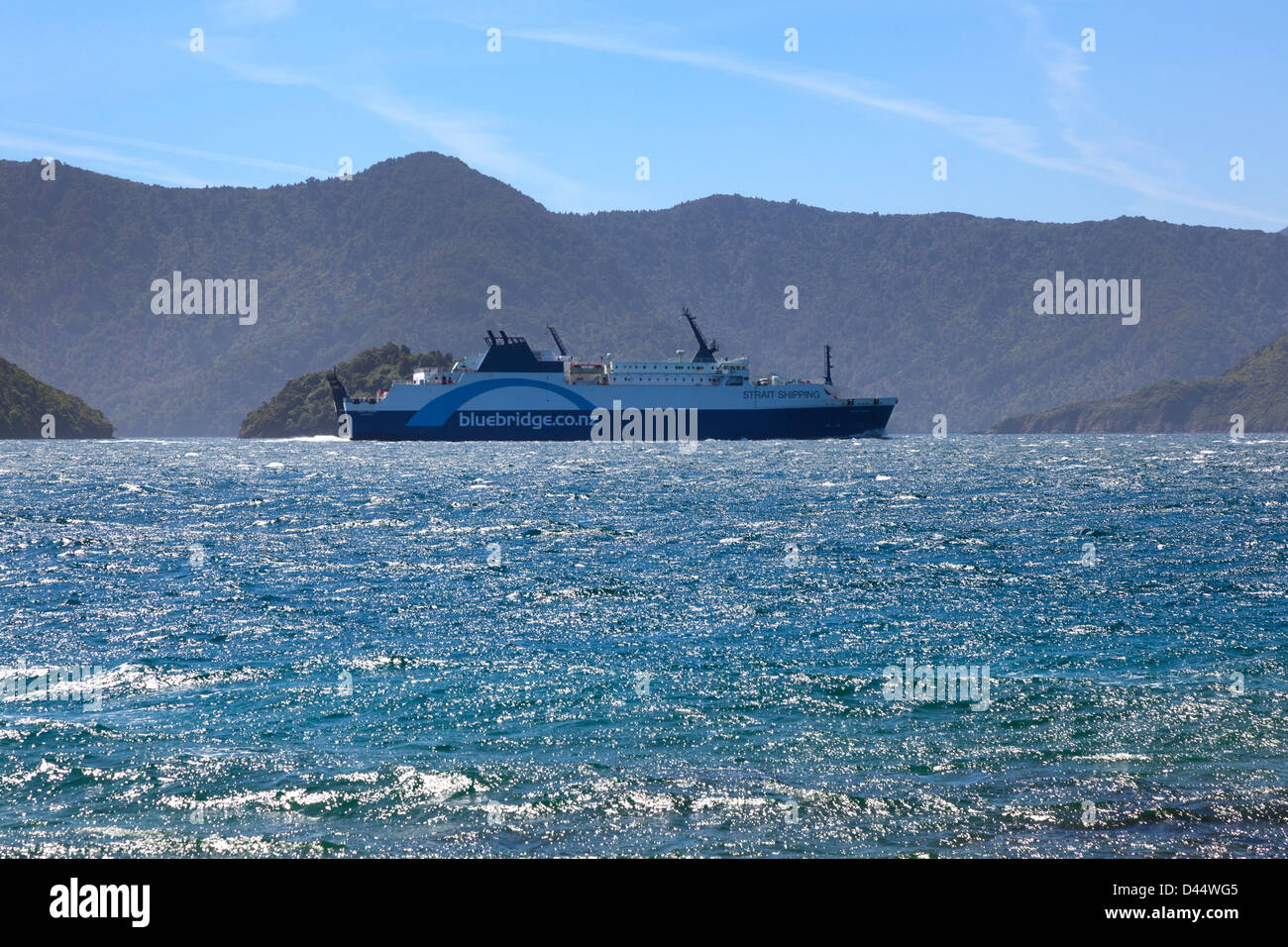 Blueridge ferry in Whatamango Bay, new Zealand Stock Photo