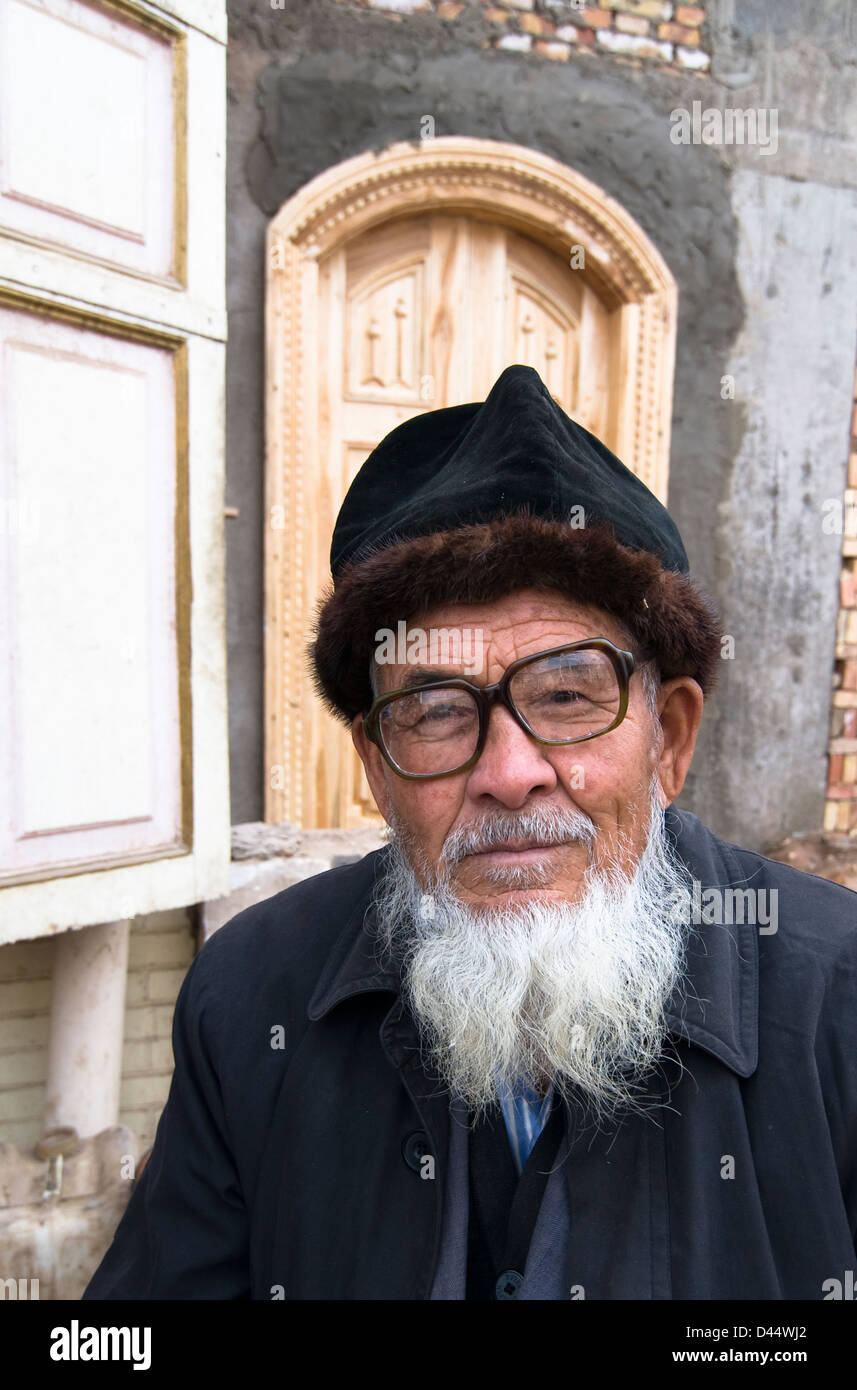 Portrait of an Uighur man. Stock Photo