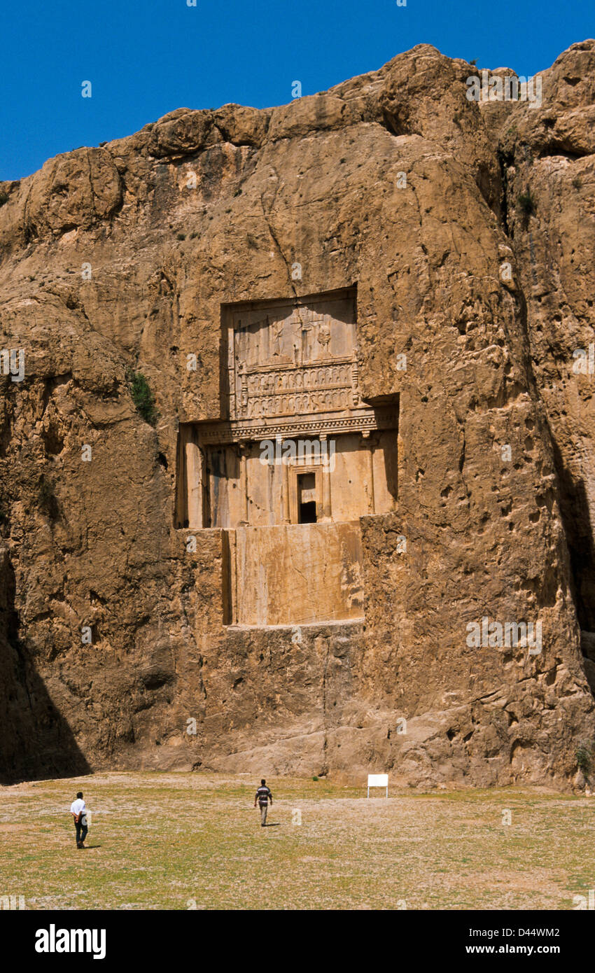 Historic tomb of King Darius, Dareios II., Achaemenid burial site Naqsh-e Rostam, Rustam near Persepolis. Iran Stock Photo