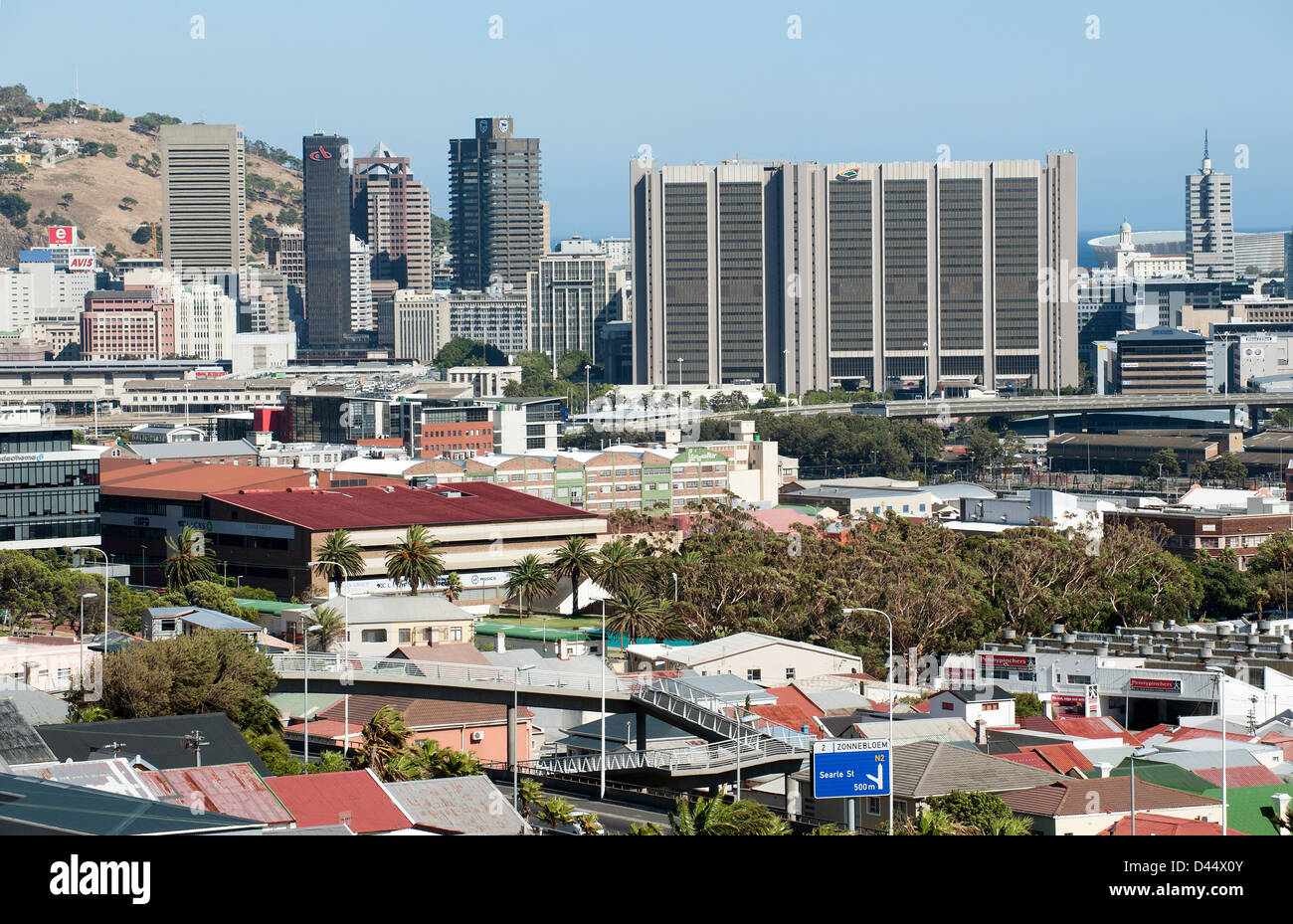Cape Town South Africa city skyline seen from Nelson Mandela Blvd Stock ...