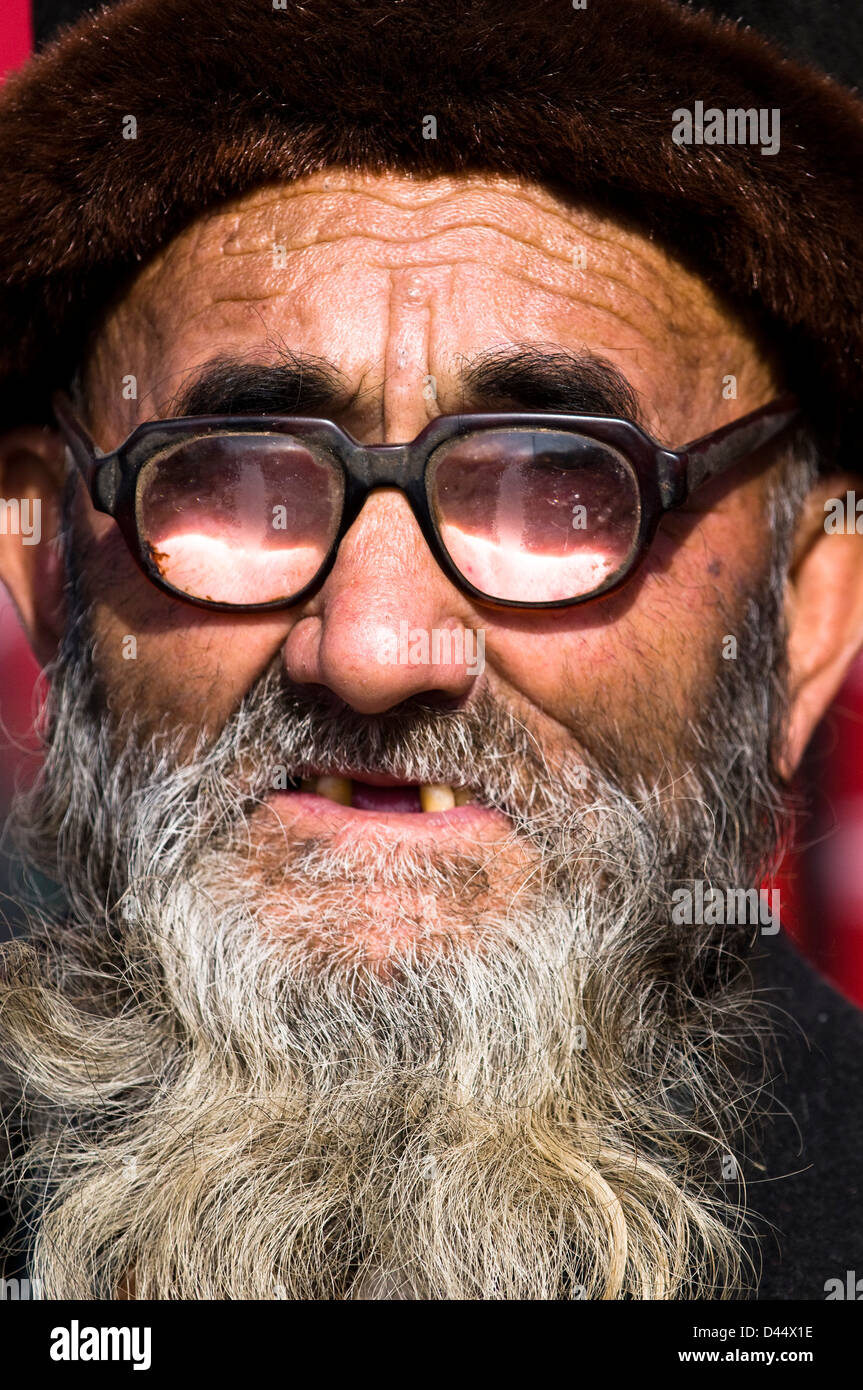 Portrait of an Uighur man. Stock Photo