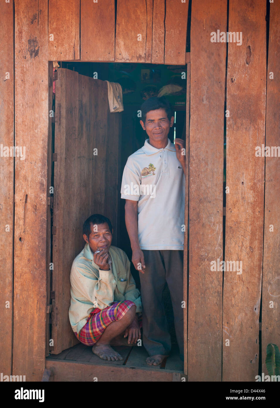 village men in Putrou Kroam Village Cambodia Stock Photo