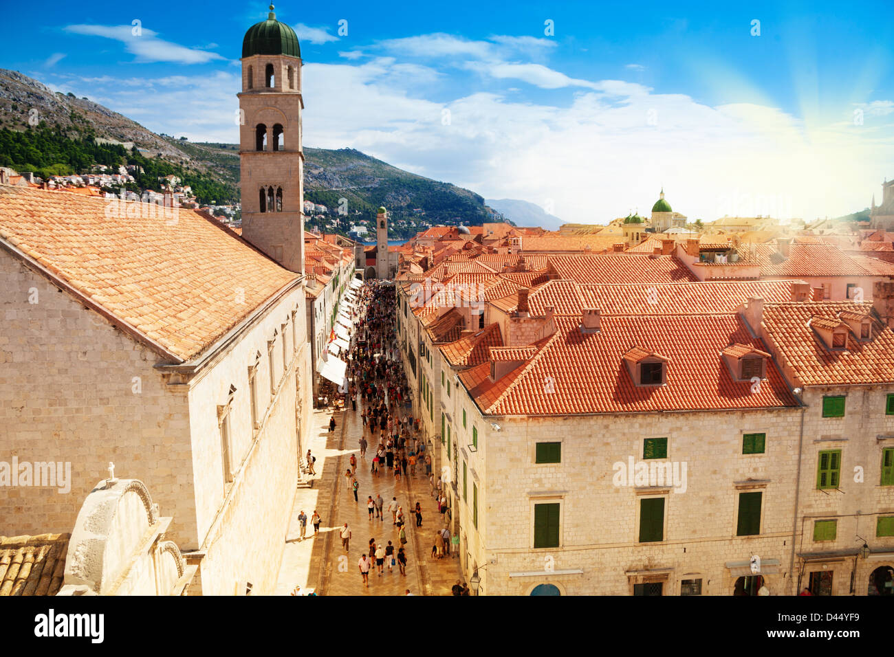 Dubrovnik city - square in front of the main gates on sunny day Stock Photo