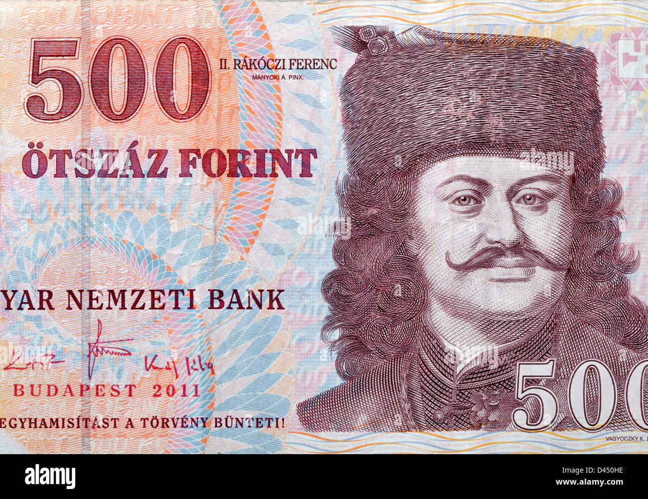 money of Hungary 500 forint macro with portrait of prince sovereign Ferenc II Rakoczi by Adam Manyoki Stock Photo Alamy