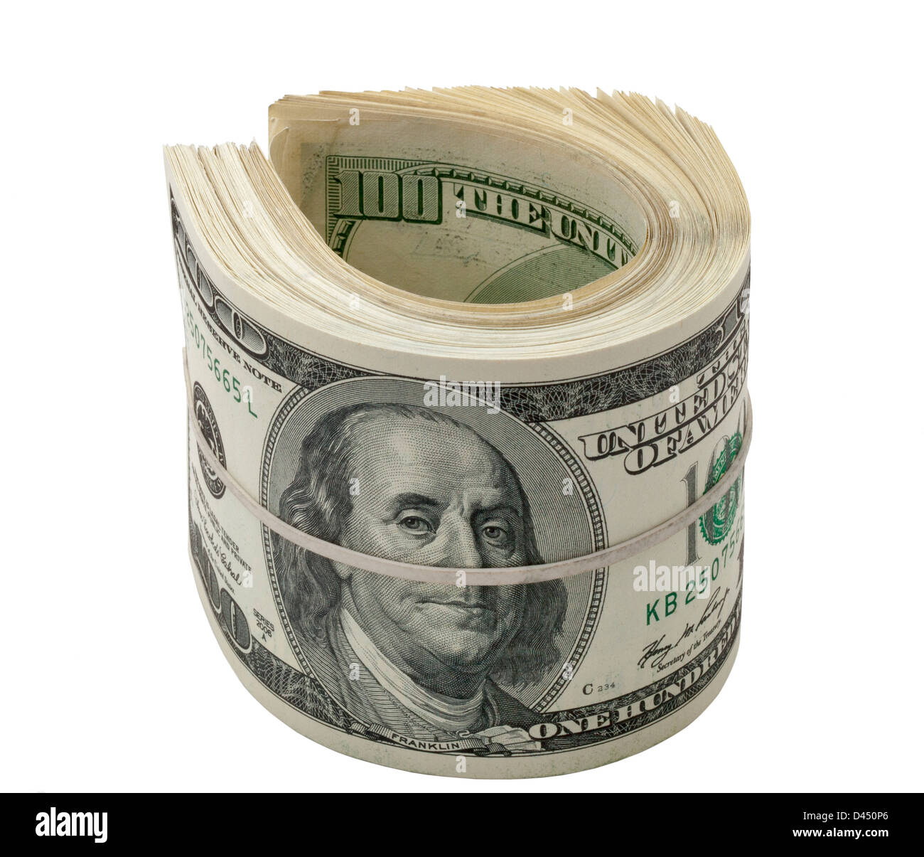 Dollars roll isolated on white background Stock Photo Alamy