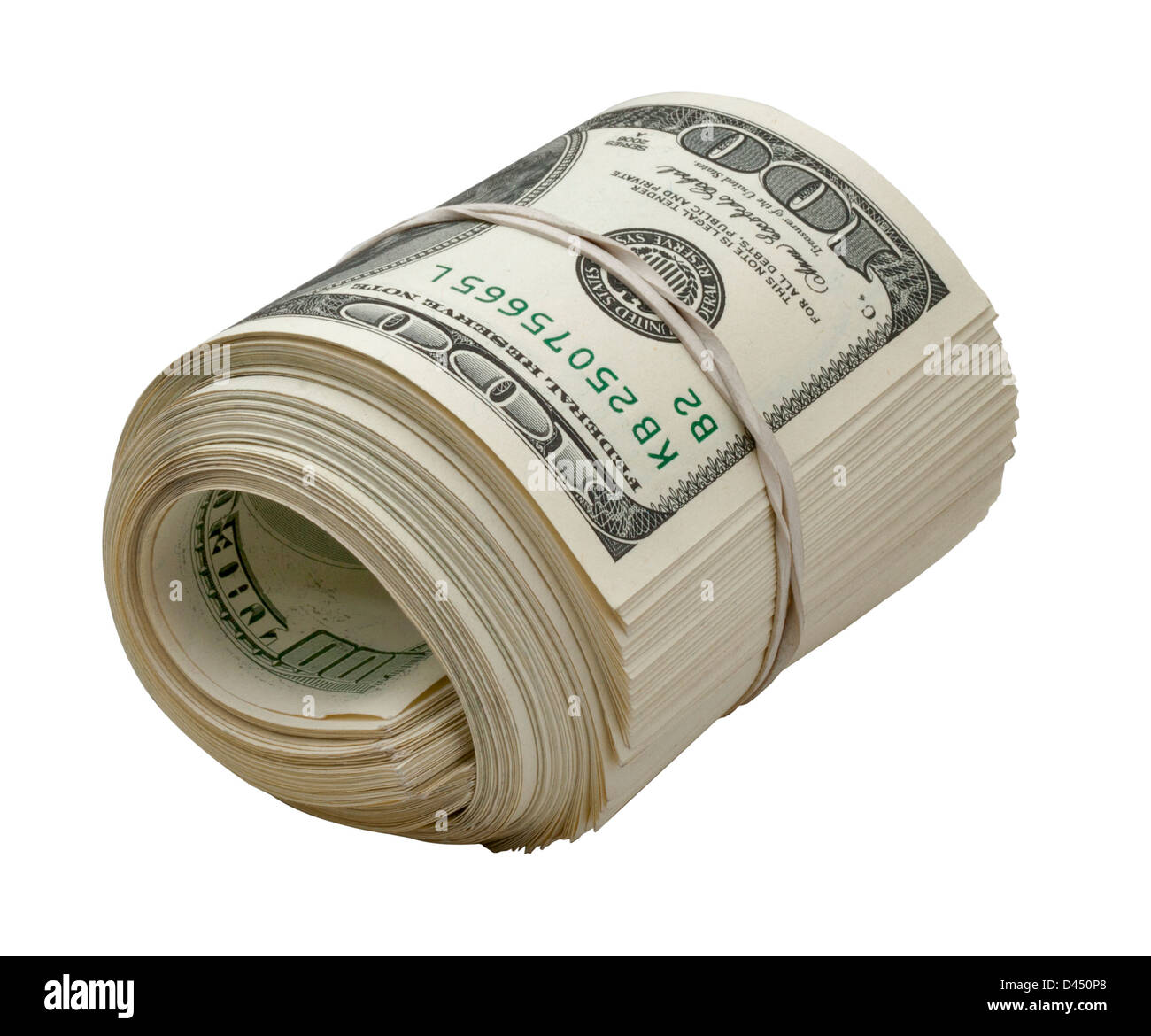 Dollars roll isolated on white background Stock Photo