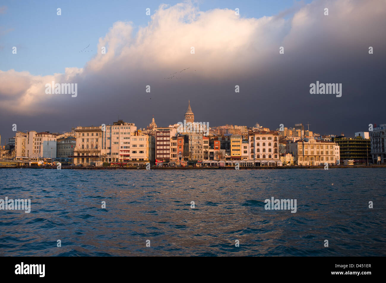 Bosphorus Galata Tower Istanbul Marmara sea water, Turkey Stock Photo