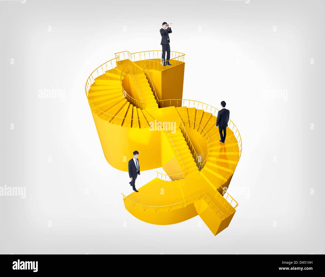 businessmen walking on dollar shaped stairs Stock Photo - Alamy