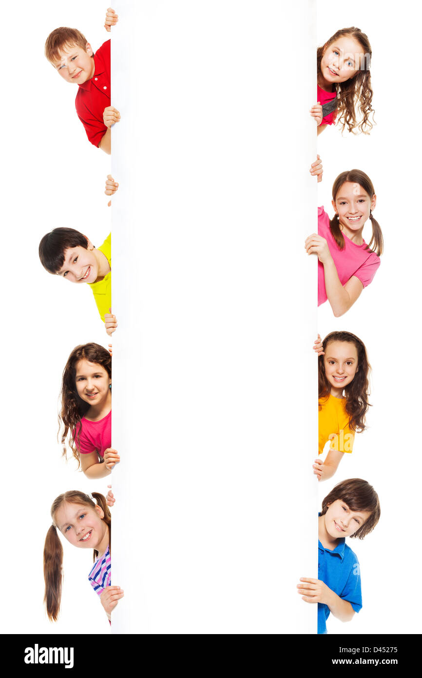 Group kids holding blank sign Cut Out Stock Images & Pictures - Alamy