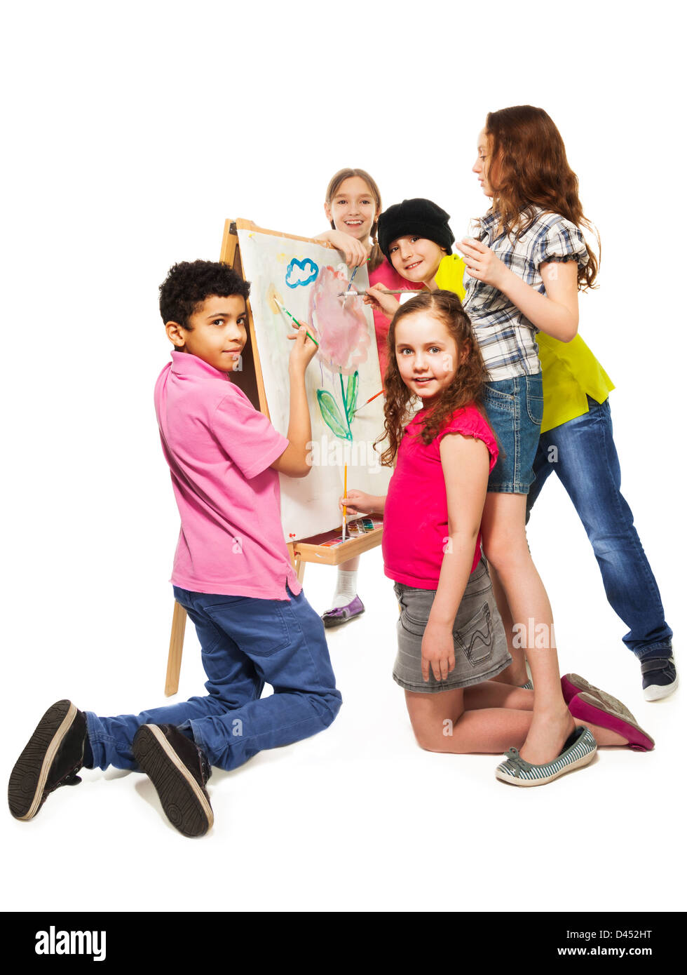 Child Painting On Easel Kid Boy Stock Photo 731362156
