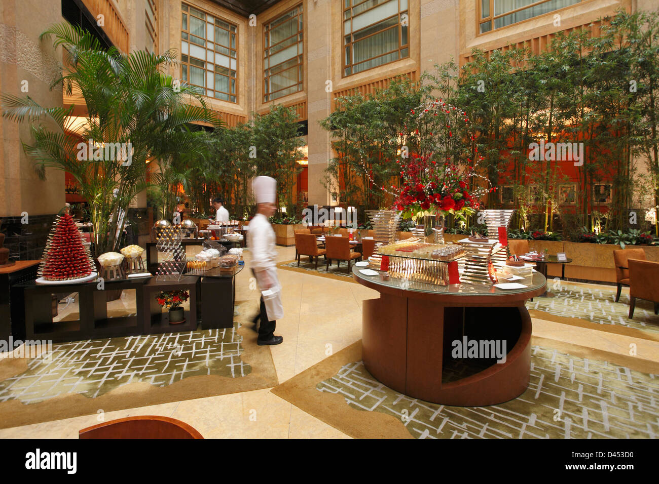 Singapore, Fullerton Hotel, lobby, buffet, Stock Photo