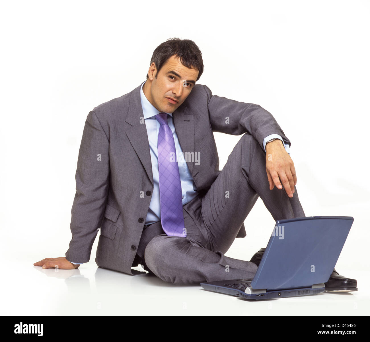 Stdio Portrait Of Business Man Suit Tie Collar White Two Piece