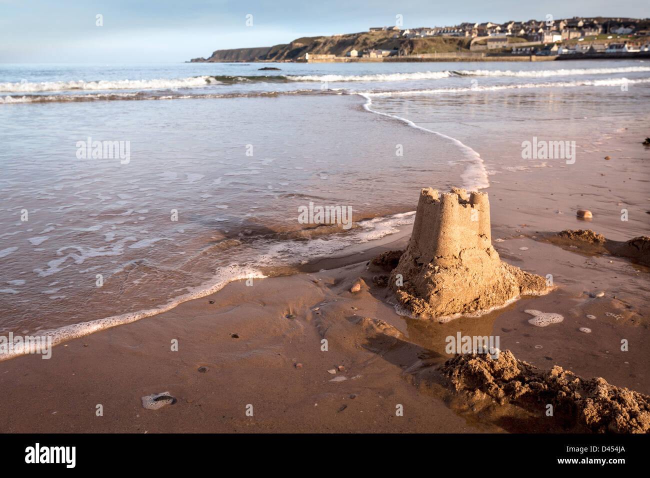 Spectacular beach and sand castle at Cullen, Moray, Scotland.UK. Europe. Stock Photo