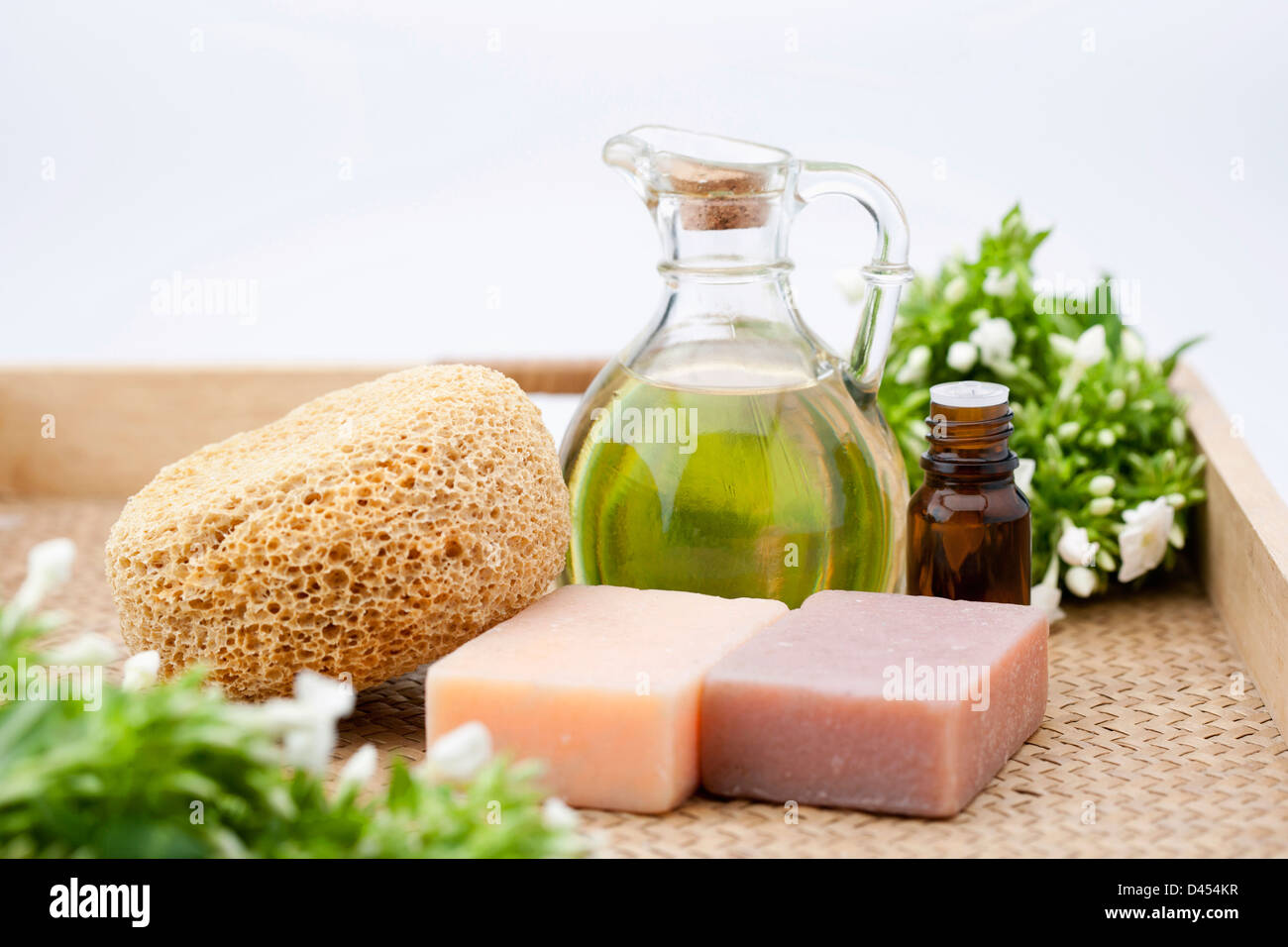 clean bathroom items with soaps Stock Photo Alamy