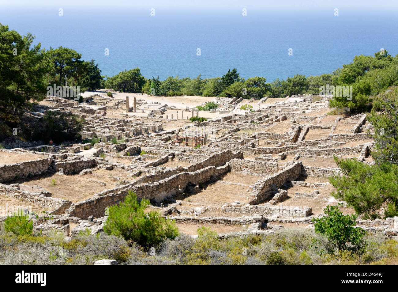 Rhodes Greece. General view of the archaeological site of Ancient Kameiros, set idyllically on the west coast of Rhodes Island. Stock Photo