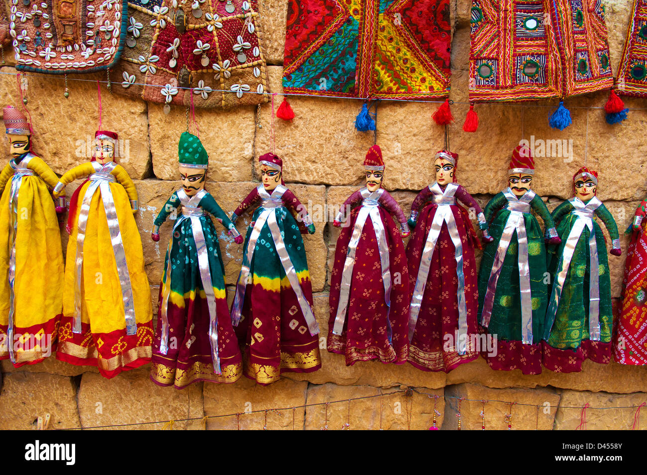 tourist souvenirs indian puppet dolls of jaisalmer,rajasthan india