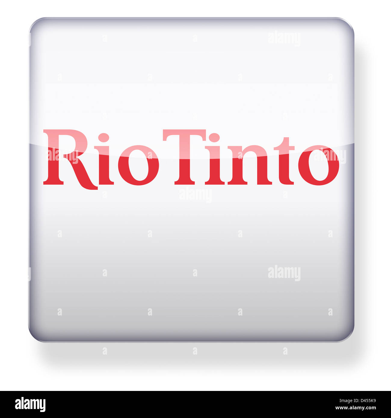 Rio Tinto logo as an app icon. Clipping path included. Stock Photo