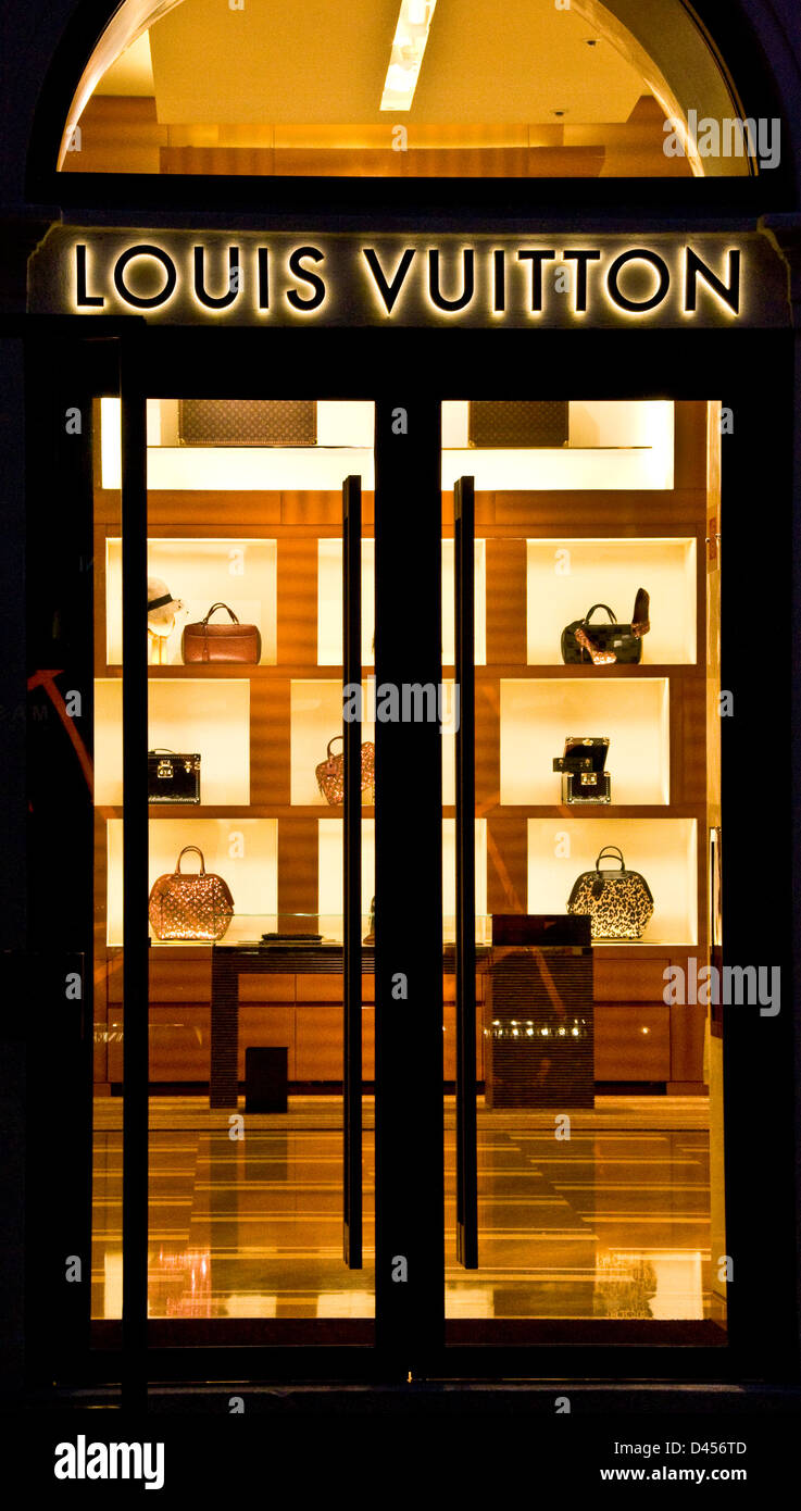 French luxury brand Louis Vuitton banner seen outside its retail store in  the Soho neighborhood of New York, NY, February 23, 2021. British and  Italian Fashion Week shows are underway in Europe