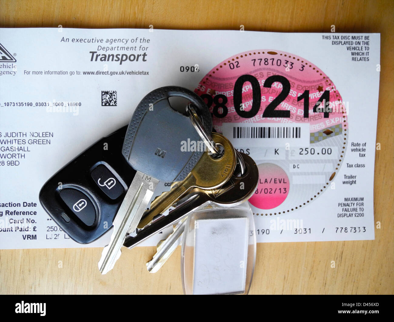 Tax Disc DVLA UK vehicle license Stock Photo