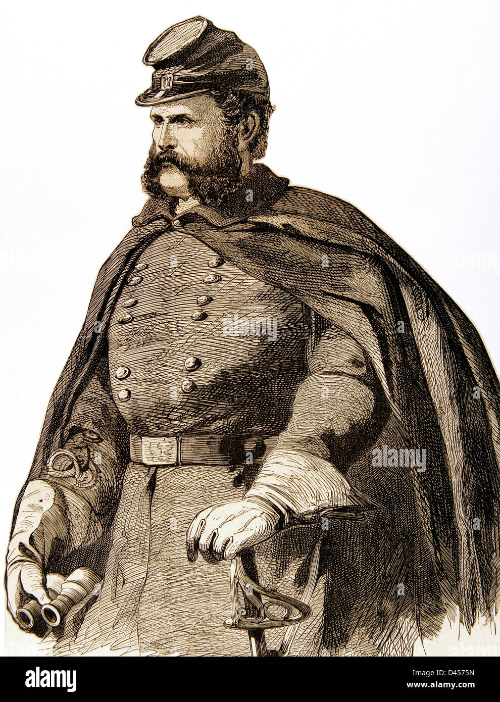 Ambrose Everett Burnside (1824-1881). American Military. Engraving in World History, 1863. Stock Photo