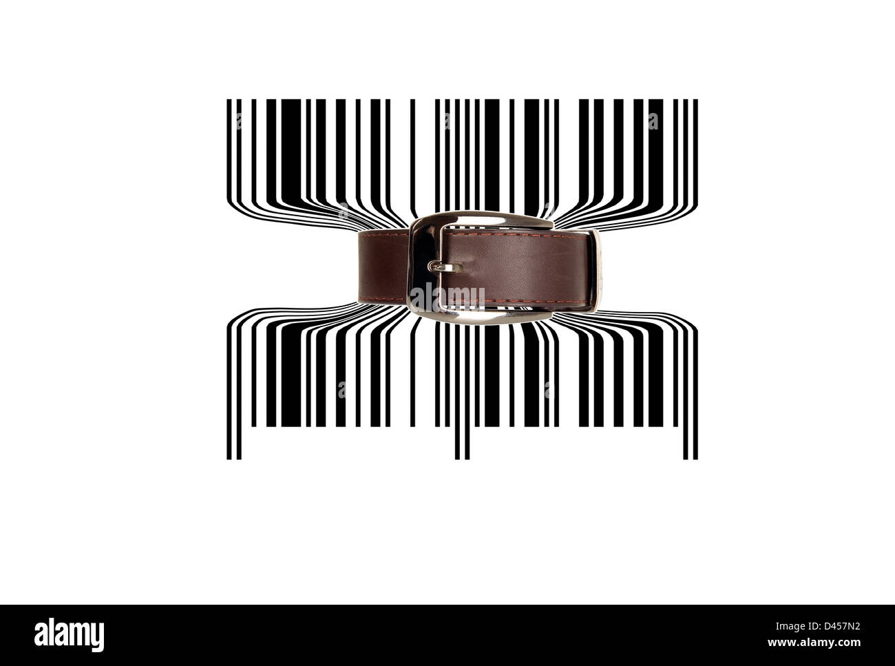 A bar code tighten with brown belt Stock Photo