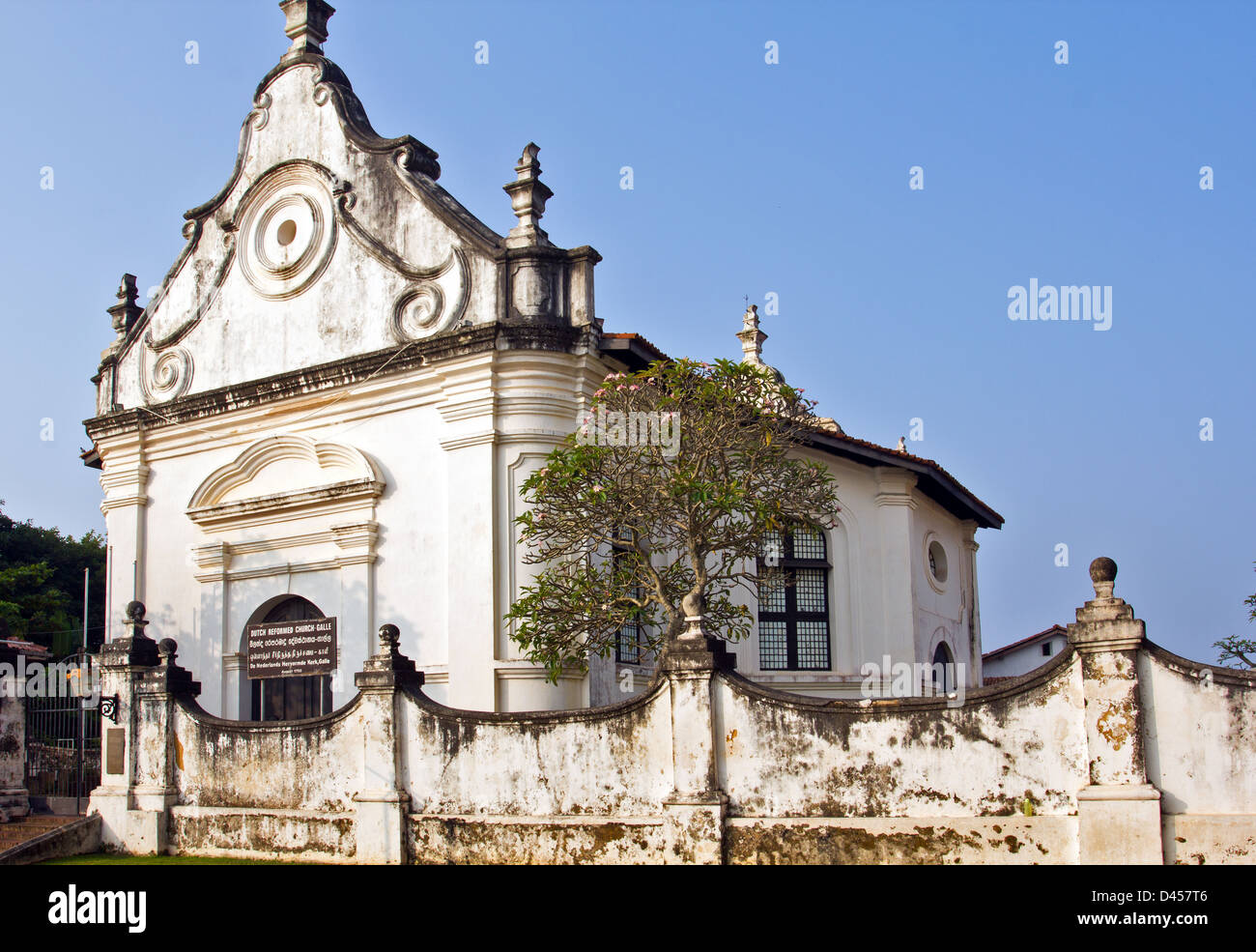 THE OLD DUTCH REFORMED CHURCH IN FORT GALLE WHICH CONTAINS SEVERAL INTERESTING FEATURES Stock Photo