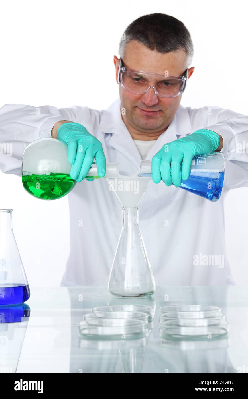 Chemistry Scientist Conducting Experiments On White Background Stock ...