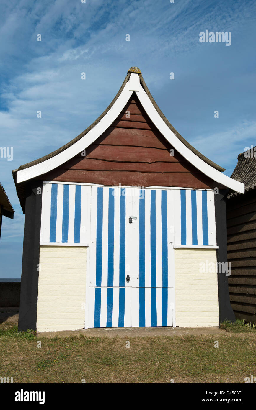 Colorful Beach Hut at Mablethorpe, Lincolnshire, UK. Stock Photo