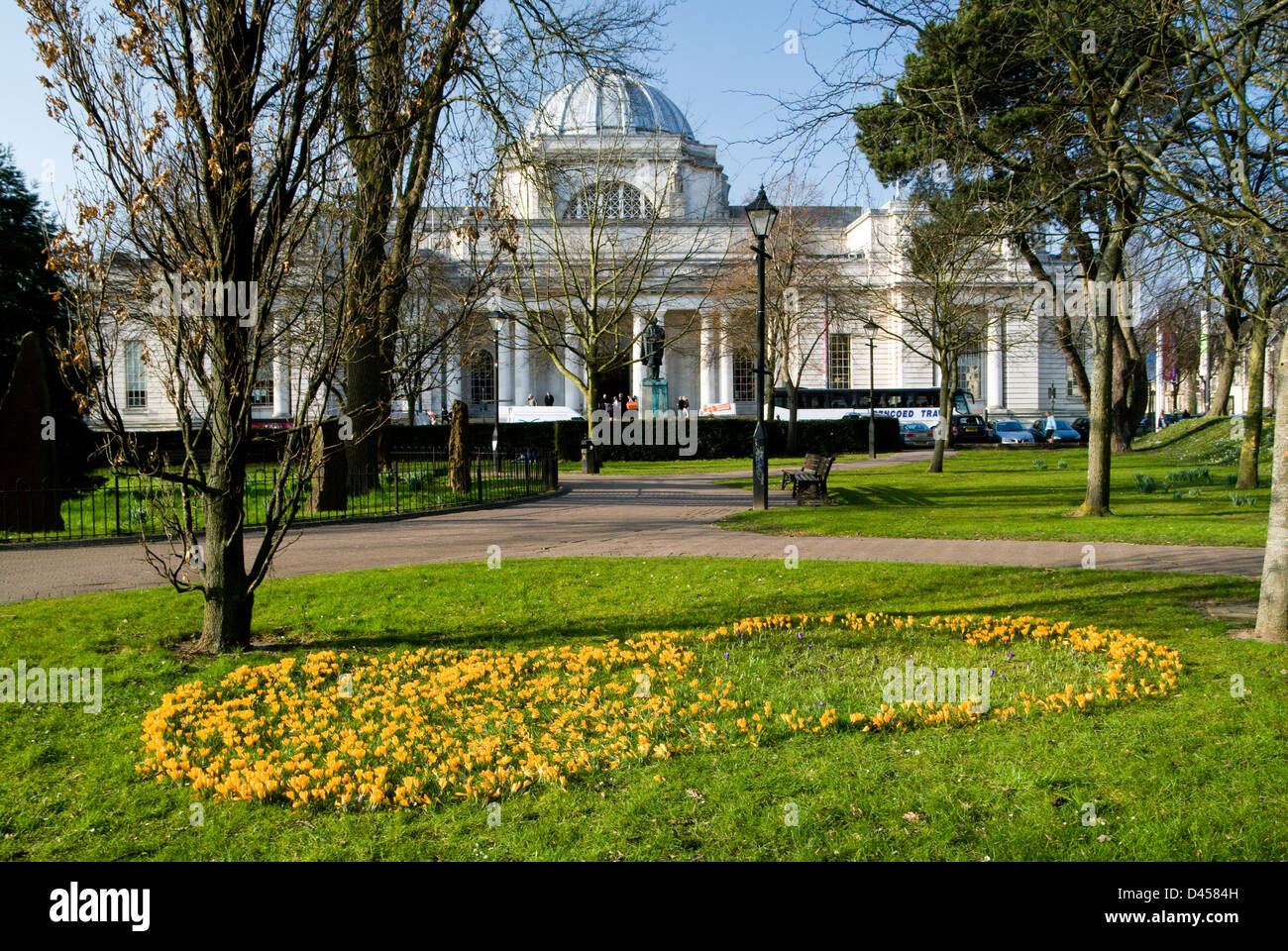 National Museum of Wales and Gorsedd Gardens, Cathays Park, Cardiff, South Wales. Stock Photo