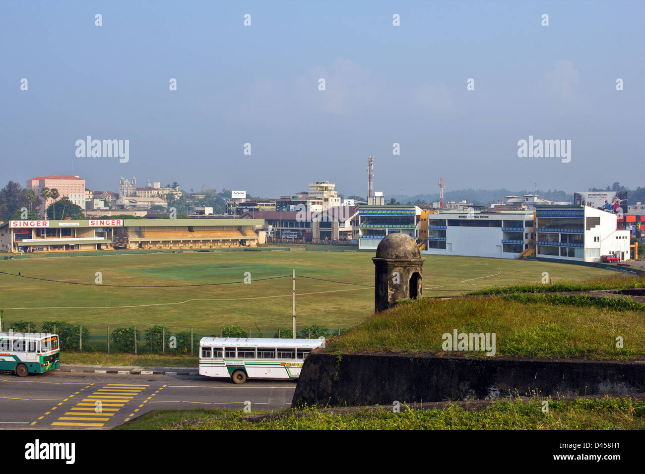 GALLE  INTERNATIONAL   CRICKET GROUND NEAR FORT GALLE SRI LANKA WITH A FORT RAMPART IN THE FOREGROUND Stock Photo