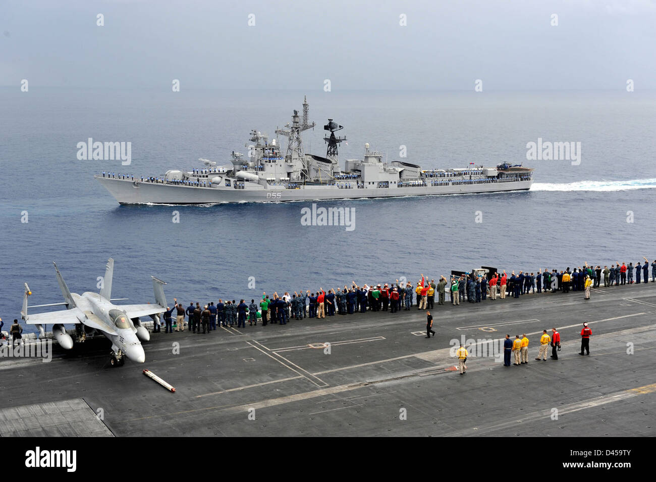 Sailors salute Indian navy ships Stock Photo - Alamy