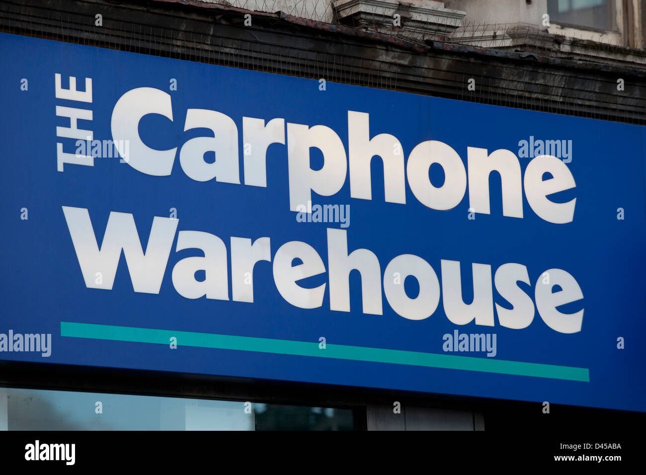 Sign for mobile phone shop Carphone Warehouse. Stock Photo