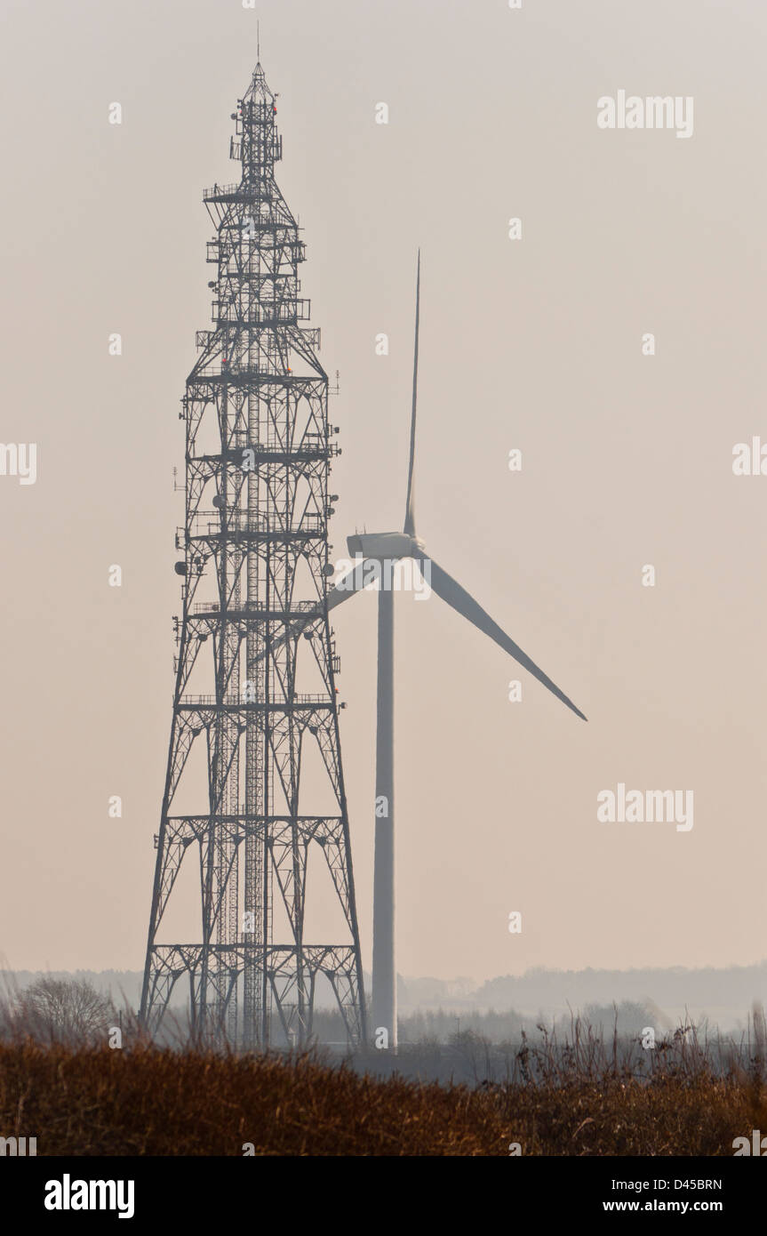 ugly wind farm turbine and tower blot on the landscape Stock Photo - Alamy