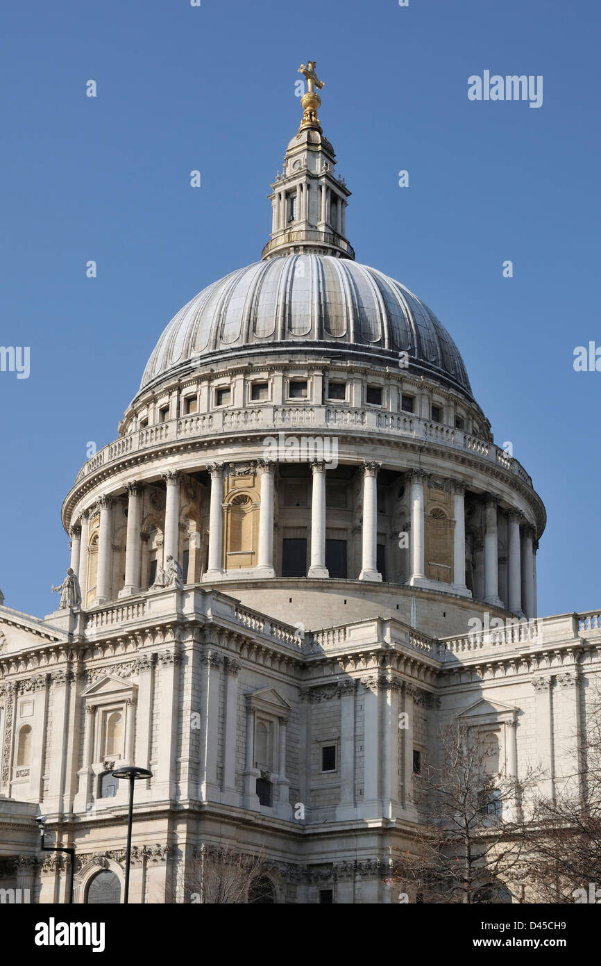 Dome of St Paul's cathedral, London UK with blue sky Stock Photo