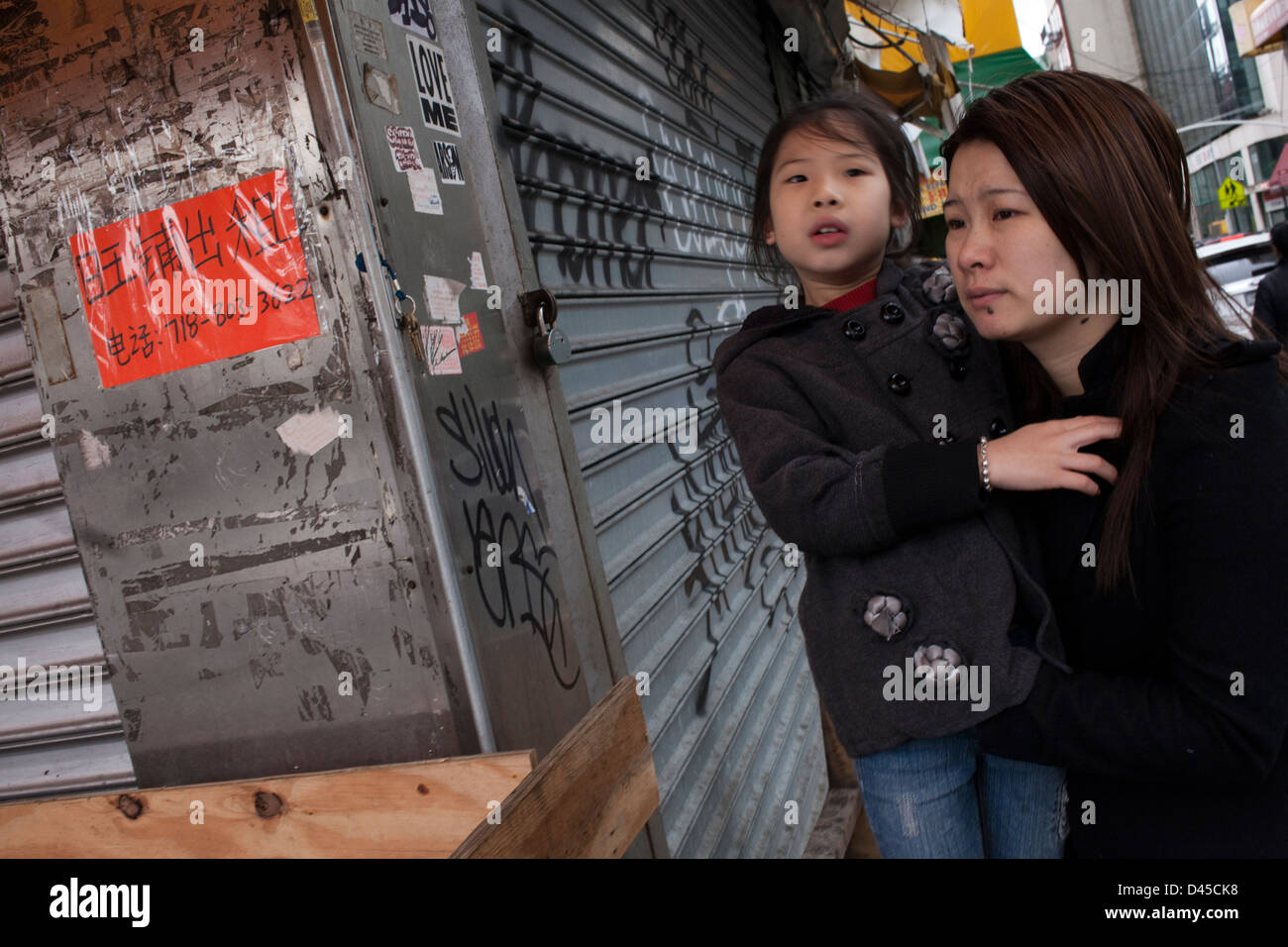 NYC Chinatown Sandy aftermath Stock Photo