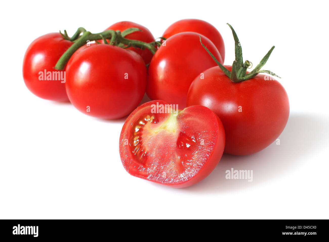 fresh tomatoes isolated on white background Stock Photo