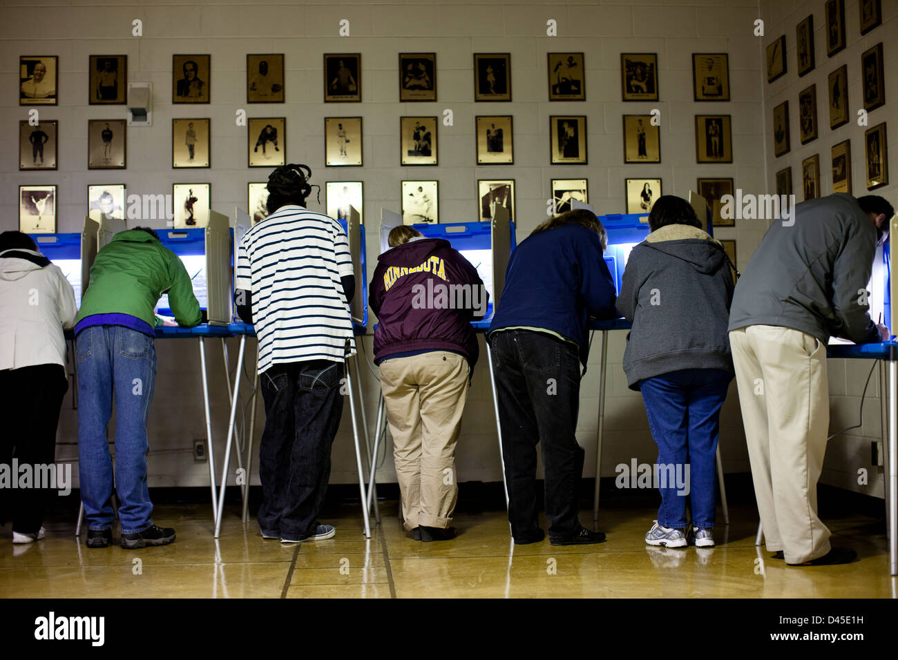 Voters at the polls on election day 2012, Edison High School, NE Minneapolis, MN. Stock Photo