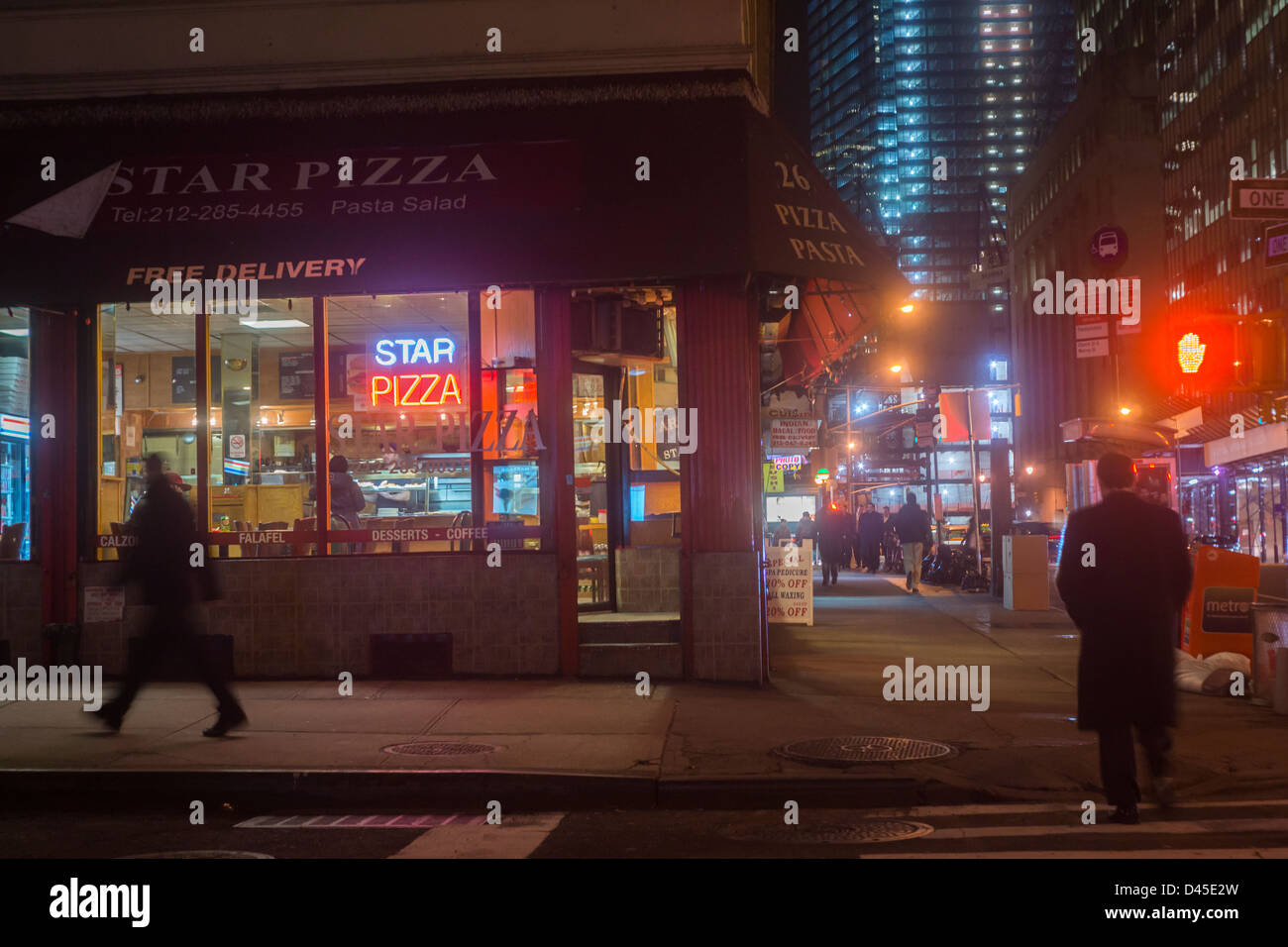 Church Street in Lower Manhattan in New York showing Star Pizza and