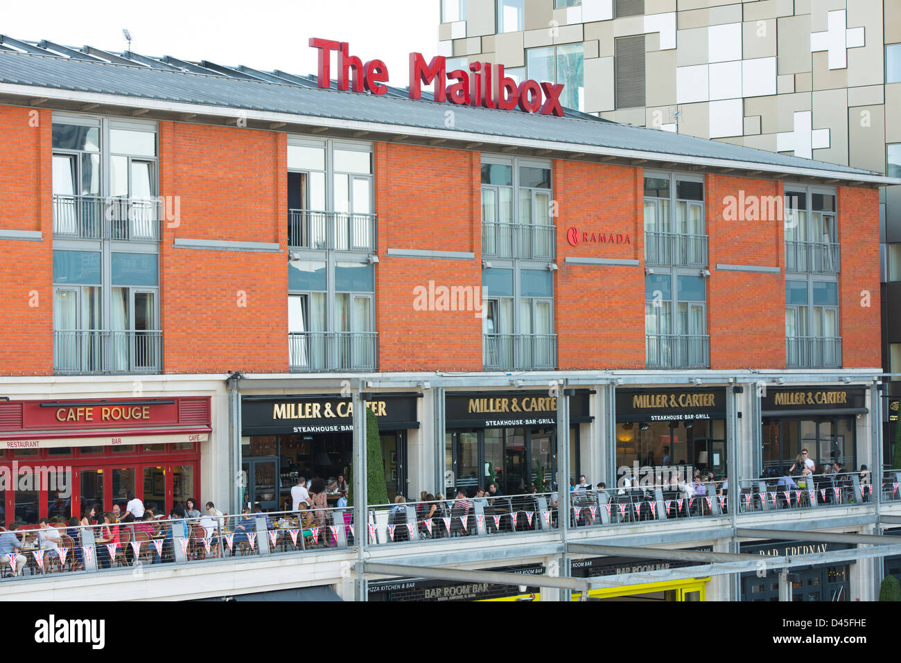 The Mailbox, canalside bars and restaurants, Birmingham Stock Photo Alamy