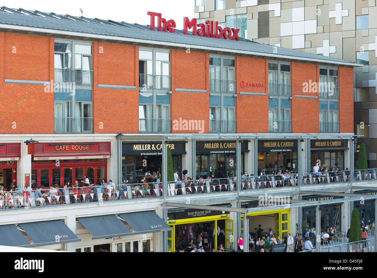The Mailbox, canalside bars and restaurants, Birmingham Stock Photo Alamy