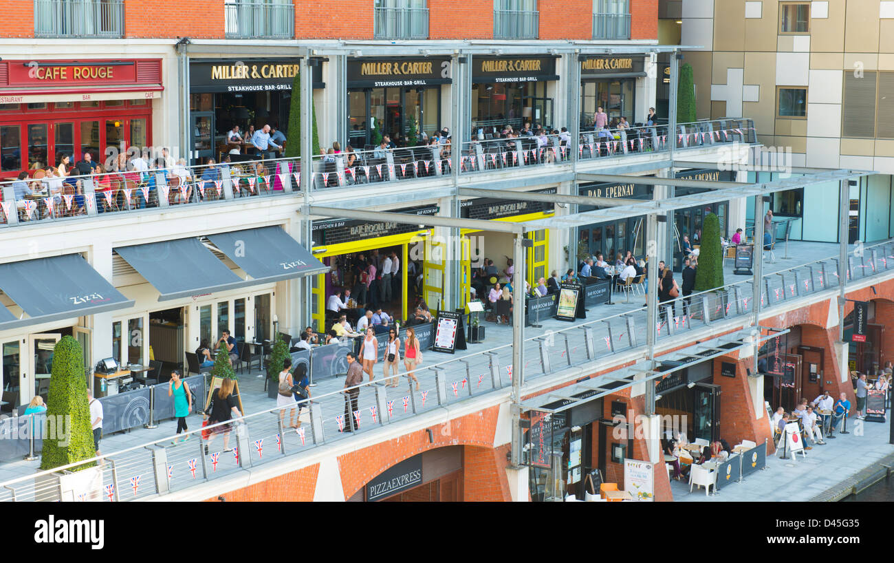 The Mailbox, canalside bars and restaurants, Birmingham Stock Photo